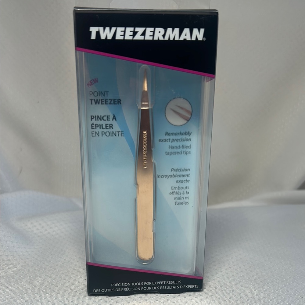 Tweezerman Point Tweezer in Rose Gold Precision Tweezers Eye Brows Ingrown Hair